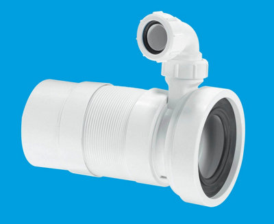 McAlpine WC-F26PV 97-107mm Inlet x 110mm Plain End Outlet Straight Flexible WC Connector with 1.25 Universal Vent Boss.