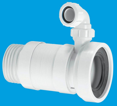 McAlpine WC-F26SV 97-107mm Inlet x 3.5"/90mm Outlet Straight Flexible WC Connector with 1.25 Universal Vent Boss.