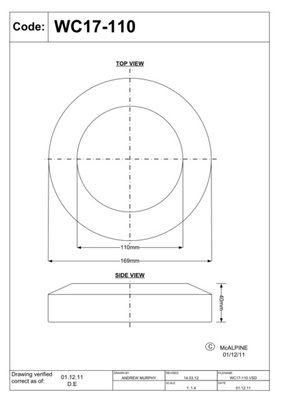 McAlpine WC17-110 WC Connector Wall Flange
