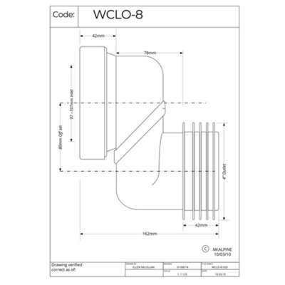 McAlpine WCLO-8, 8cm Offset WC Connector in Durable ABS Material