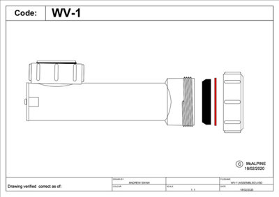McAlpine WV-1 Bath Space-saver. 1.5" BSP female inlet nut x 1.5" universal compression outlet
