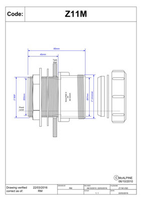 McAlpine Z11M 2" Multifit Straight Tank Connector