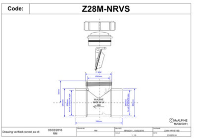 McAlpine Z28M-NRVS Solvent Weld In-Line Non-Return Valve