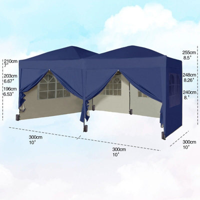 MCC Direct 3x6 Pop Up Gazebo With Removable Sides Blue