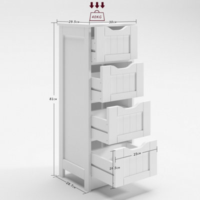 MCC Direct 4 drawer Bathroom Storage Unit Toby White