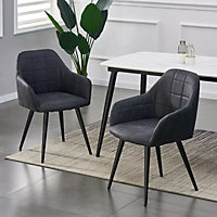 MCC Direct Adrian Faux Suede Leather Dining Chairs Set of 2 Black