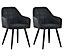MCC Direct Adrian Faux Suede Leather Dining Chairs Set of 2 Black