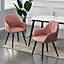 MCC Direct Adrian Faux Suede Leather Dining Chairs Set of 2 Pink