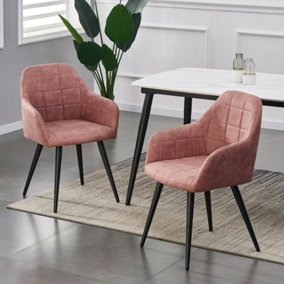 MCC Direct Adrian Faux Suede Leather Dining Chairs Set of 2 Pink