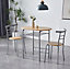 MCC Direct Breakfast Bar Wood Effect Dining table and 2 chairs Set with Metal frame Barley Range - Natural