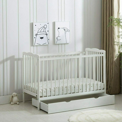 White cot bed outlet with drawer