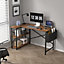 MCC Direct Computer Desk L Shaped Corner Desk with Adjustable shelves - Lotus 120cm Brown