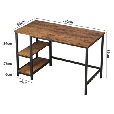 MCC Direct Computer Desk with 2 adjustable shelves 100cm Chicago Distressed Wood