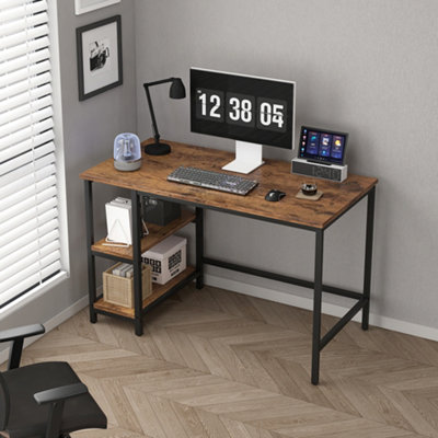 MCC Direct Computer Desk with 2 Adjustable shelves - Chicago 120cm Brown