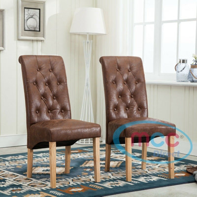 MCC Direct Deluxe High Back Fabric Dining Chairs Brown DIY at B&Q