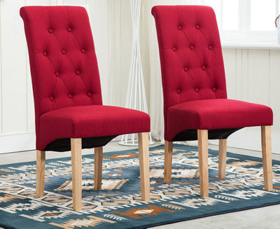 Red upholstered dining chairs discount