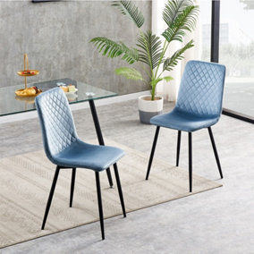 Mcc Direct Dining Chairs Velvet Fabric Lexi Set of 2 Light Blue
