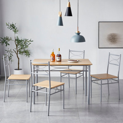 MCC Direct Dining table and 4 chairs set with Metal frame Silvia Range Natural