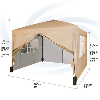 MCC Direct Gazebo 3x3 Pop up with Sides Beige