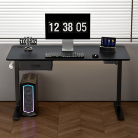MCC Direct Height Adjustable Electric Desk Standing/Sitting Computer Desk with USB A Charger Point 140cm Black