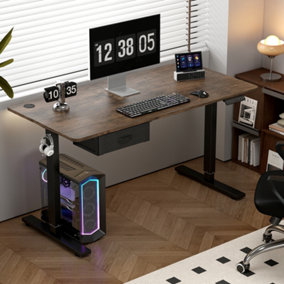 MCC Direct Height Adjustable Electric Desk Standing/Sitting Computer Desk with USB A Charger Point 140cm distressed Grey