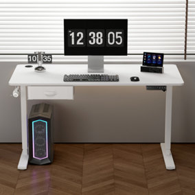 MCC Direct Height Adjustable Electric Desk Standing/Sitting Computer Desk with USB A Charger Port 120cm White
