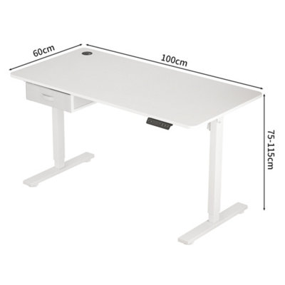 MCC Direct Height Adjustable Electric Standing Computer Desk for Sitting or Standing USB A Charger Point 100cm White - Easton Desk