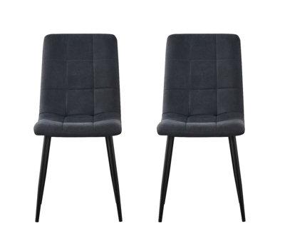 MCC Direct Henri Faux Suede Leather Dining Chairs Set of 2 Black