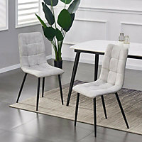MCC Direct Henri Faux Suede Leather Dining Chairs Set of 2 Light Grey