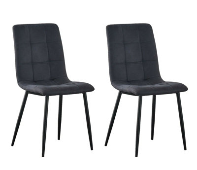 MCC Direct Henri Faux Suede Leather Dining Chairs Set of 4 Black