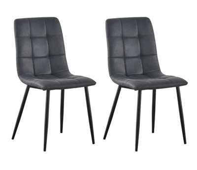 MCC Direct Henri Faux Suede Leather Dining Chairs Set of 4 Dark Grey