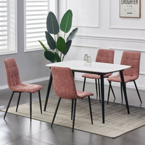 MCC Direct Henri Faux Suede Leather Dining Chairs Set of 4 Pink