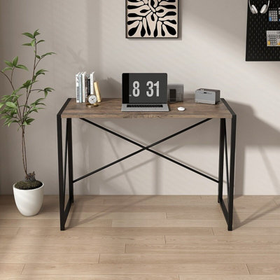 Mcc Direct No Assembly Folding Computer Desk 100cm Brown - Miami