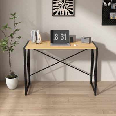 Mcc Direct No Assembly Folding Computer Desk 100cm Natural- Miami