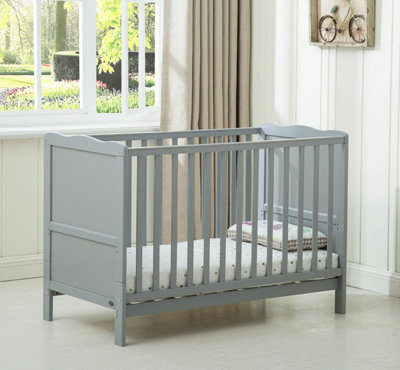 MCC Direct Orlando Grey Wooden Baby Cot Bed with Mattress