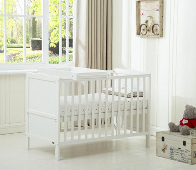 MCC Direct Orlando Wooden Baby Cot Bed White With Top Changer