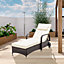 MCC Direct Outdoor Rattan Sun Lounger Bed with Reclining function - Brown