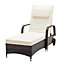 MCC Direct Outdoor Rattan Sun Lounger Bed with Reclining function - Brown