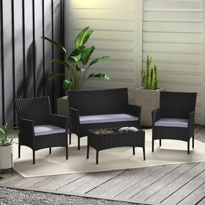 MCC Direct Rattan Furniture Garden Table, Chair and Sofa Set Roger Black