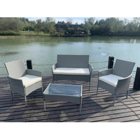 MCC Direct Rattan Furniture Garden Table, Chair and Sofa Set Roger Grey