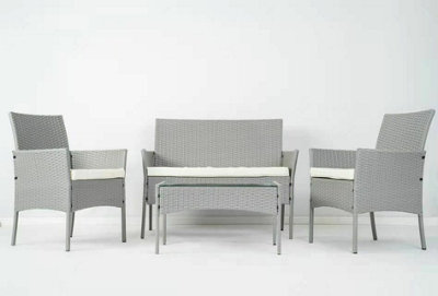 MCC Direct Rattan Furniture Garden Table, Chair and Sofa Set Roger Grey