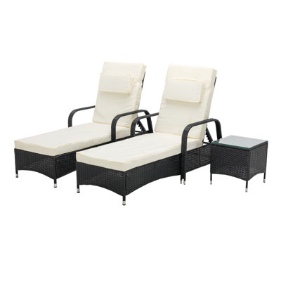 MCC Direct Rattan Sun lounger and Table Venice Black