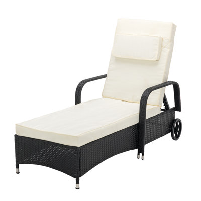 MCC Direct Rattan Sun lounger and Table Venice Black