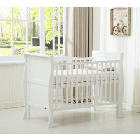 MCC Direct Savannah City Sleigh Wooden Baby Cot Bed White