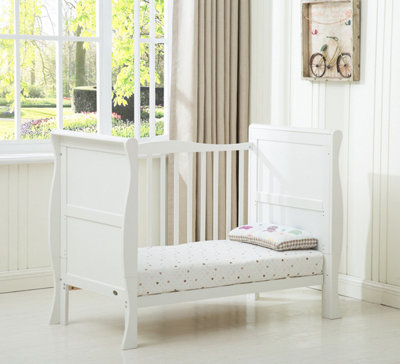 MCC Direct Savannah City Sleigh Wooden Baby Cot Bed White