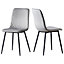 MCC Direct Set of 2 Lexi Velvet Fabric Dining Chairs with Metal Legs Light Grey