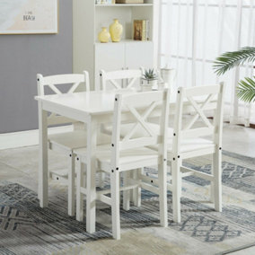 MCC Direct Solid Wooden Dining Table and 4 Chairs  White