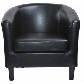 MCC Direct Tub Chair Faux Leather Arm Chair Black