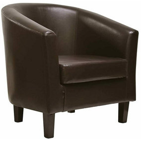 MCC Direct Tub Chair Faux Leather Arm Chair Brown