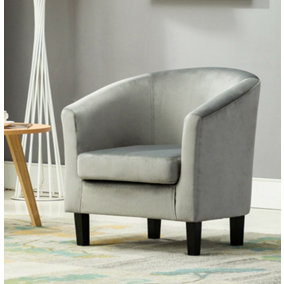 MCC Direct Velvet Fabric Tub Chair Armchair Club Chair Dark Grey